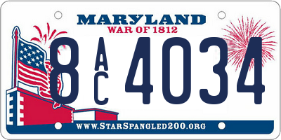 MD license plate 8AC4034