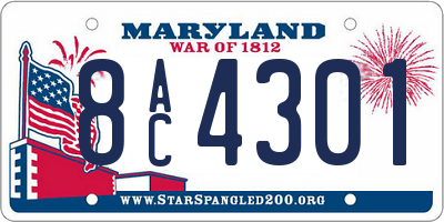 MD license plate 8AC4301