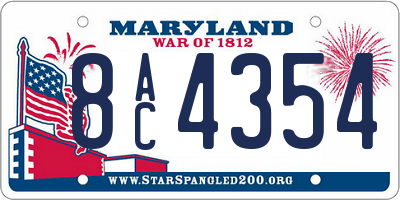 MD license plate 8AC4354