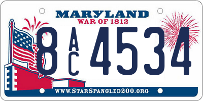 MD license plate 8AC4534