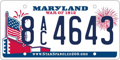 MD license plate 8AC4643