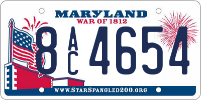 MD license plate 8AC4654