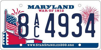 MD license plate 8AC4934