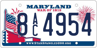 MD license plate 8AC4954