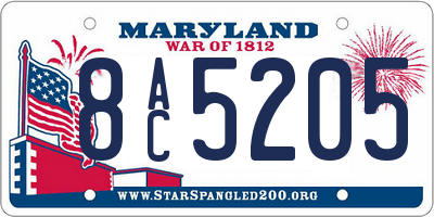 MD license plate 8AC5205