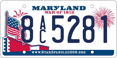 MD license plate 8AC5281