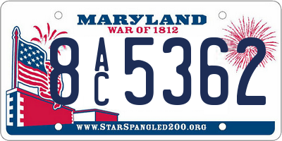 MD license plate 8AC5362