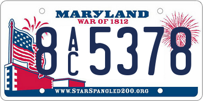 MD license plate 8AC5378