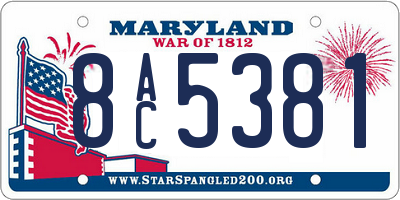 MD license plate 8AC5381
