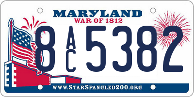 MD license plate 8AC5382