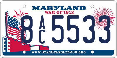 MD license plate 8AC5533