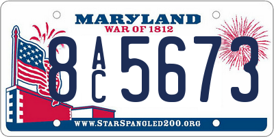 MD license plate 8AC5673