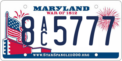 MD license plate 8AC5777