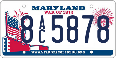 MD license plate 8AC5878