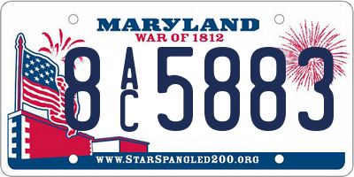MD license plate 8AC5883