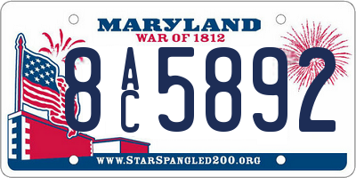 MD license plate 8AC5892