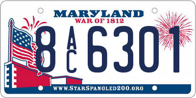 MD license plate 8AC6301