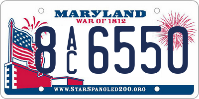 MD license plate 8AC6550