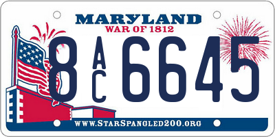 MD license plate 8AC6645