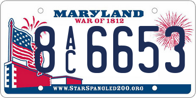 MD license plate 8AC6653