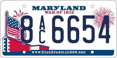 MD license plate 8AC6654