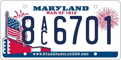 MD license plate 8AC6701