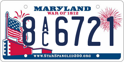 MD license plate 8AC6721