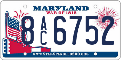 MD license plate 8AC6752