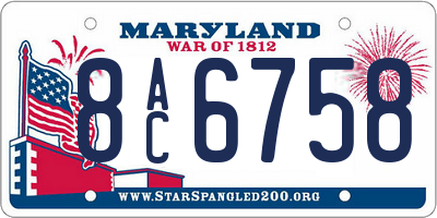 MD license plate 8AC6758