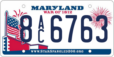MD license plate 8AC6763
