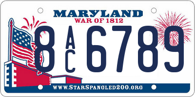 MD license plate 8AC6789