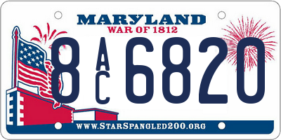 MD license plate 8AC6820