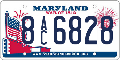 MD license plate 8AC6828