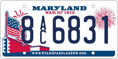MD license plate 8AC6831