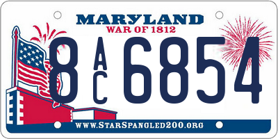 MD license plate 8AC6854