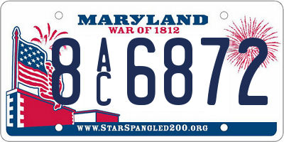 MD license plate 8AC6872