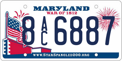 MD license plate 8AC6887