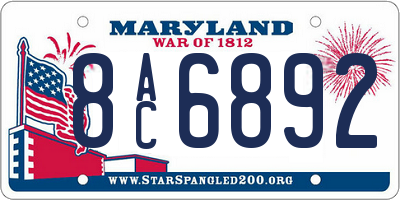 MD license plate 8AC6892