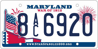 MD license plate 8AC6920