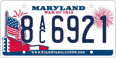 MD license plate 8AC6921