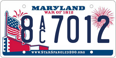 MD license plate 8AC7012