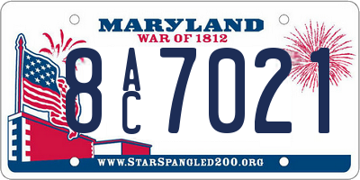 MD license plate 8AC7021