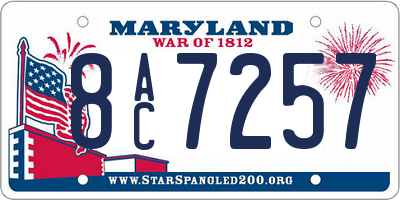 MD license plate 8AC7257