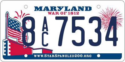 MD license plate 8AC7534