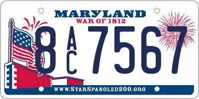 MD license plate 8AC7567
