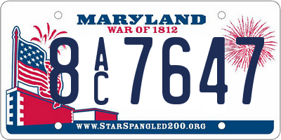 MD license plate 8AC7647