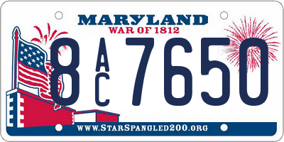 MD license plate 8AC7650
