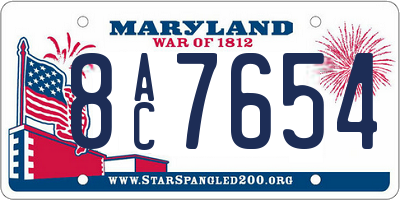 MD license plate 8AC7654