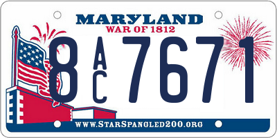 MD license plate 8AC7671