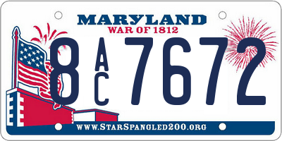 MD license plate 8AC7672